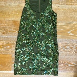 J.Crew Sequins tank dress.  Olive color and Size 2.  Wore one time.
